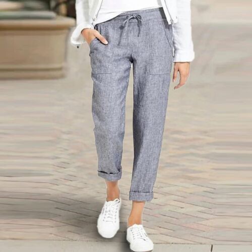 Summer Womens Cotton Linen Baggy Casual Harem Pants Trousers Plus Size 8-22 🤩 - Picture 19 of 28