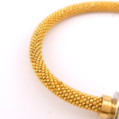 Bracciale Danwak Argento Sterling Tono Oro Giallo Zirconi Botte Magnetico Perline - Foto 11 di 16