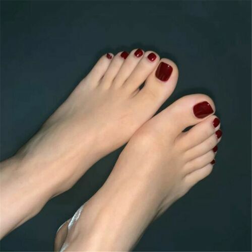 FALSE Fake Toe Cover Many Colours. 24X Fashion Toe Nails Full Nail Tips - Picture 2 of 27