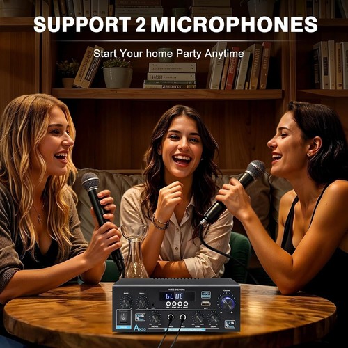 AK55 Stereo Audio Amplifier, 600W Home 2 Channel Wireless Bluetooth 5.0 Power Am - Picture 2 of 8