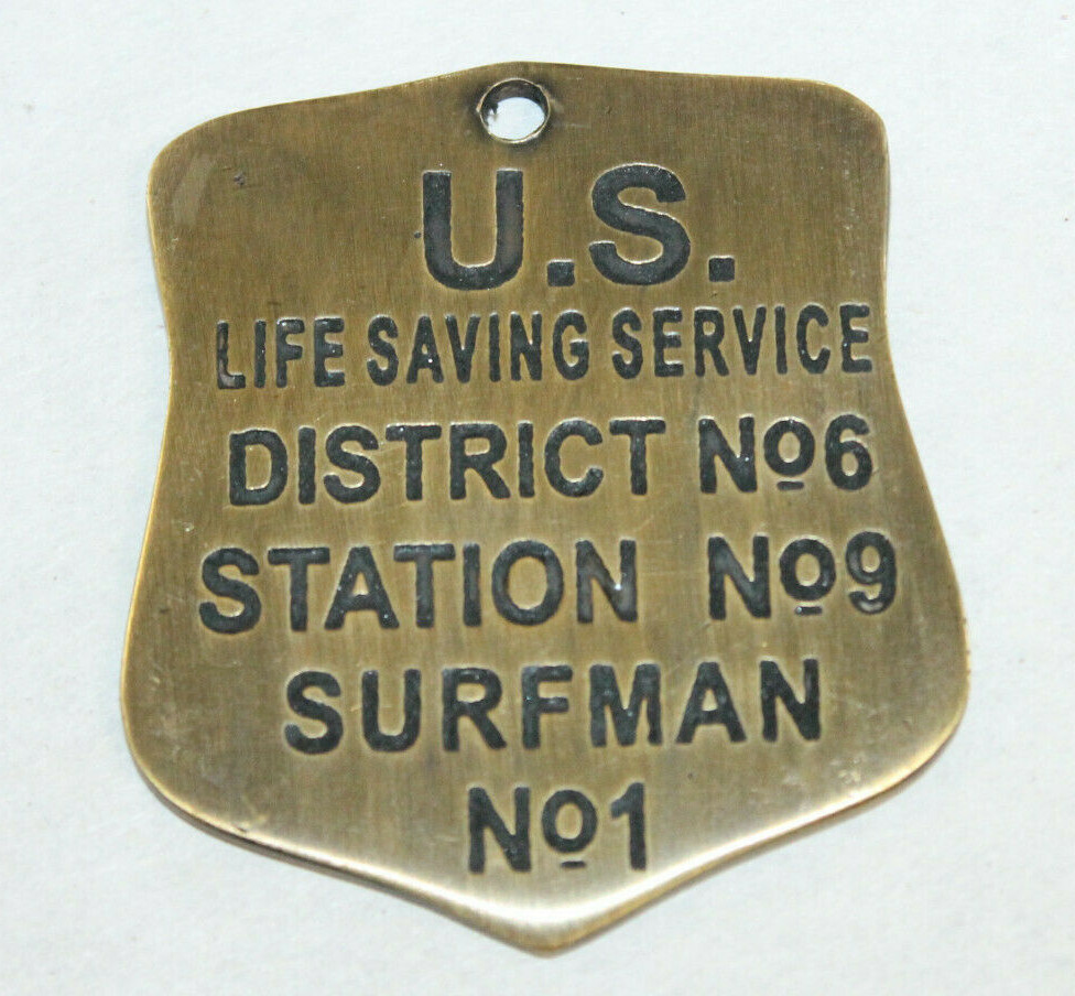 Vintage Style Brass US Life Saving Service Surfman Patrol Check