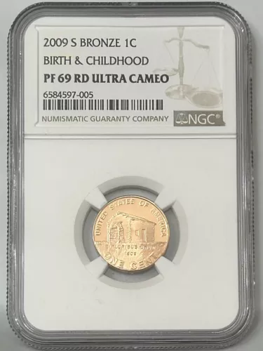 2009 S Bronze 1C Lincoln Cent Birth & Childhood PF69 RD Ultra Cameo NGC