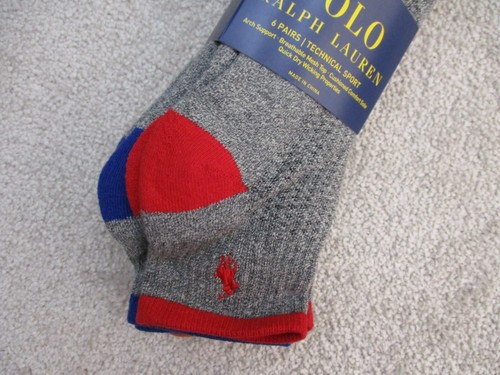 Calcetines al tobillo deportivos técnicos Polo Ralph Lauren gris multicolor talla 10-13 - Imagen 2 de 6