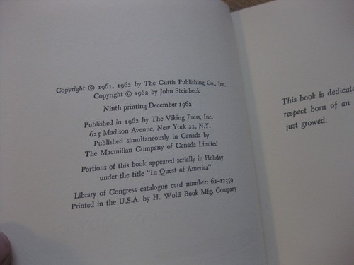 TRAVELS WITH CHARLEY by John Steinbeck - 1st HCDJ 1962 - VG+ - Picture 6 of 7