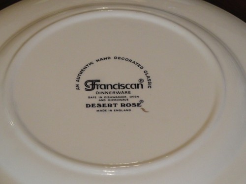 VINTAGE Franciscan DINNER PLATE Authentic Hand Decorated DESERT ROSE England - Picture 3 of 4
