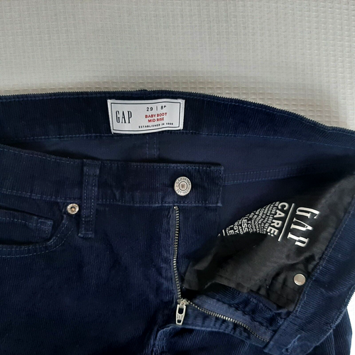 Gap Women’s Petites Size 29 / 8 P Ins 28 Corduroy Pants Baby Boot Navy Stretch - Picture 4 of 11
