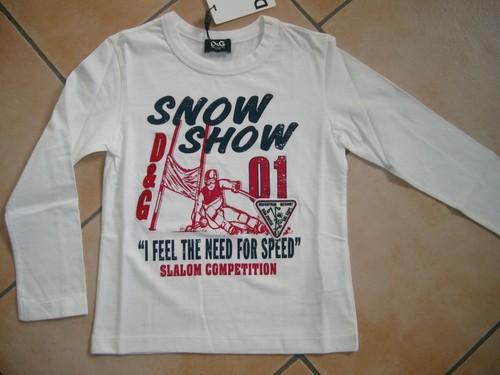 (C324) Dolce & Gabbana Boys Shirt mit Logo Stickerei Ski Druck & Aufnäher gr.104 - Bild 1 von 3