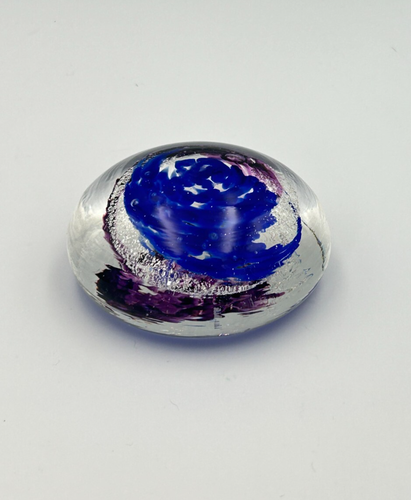 Glass Purple & Blue Color Accent Round Flat Paperweight - Picture 3 of 10