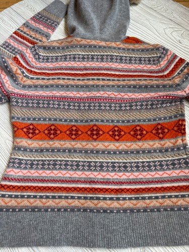 Boston Proper Gr. Small Kapuzenpullover mit durchgehendem Reißverschluss Wollmischung Kunstfellbesatz gestreift - Bild 8 von 9