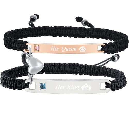 2 Pcs Friend Lover Couple Friendship Bracelet Gift Matching Charm Bangle Jewelry - Picture 21 of 43