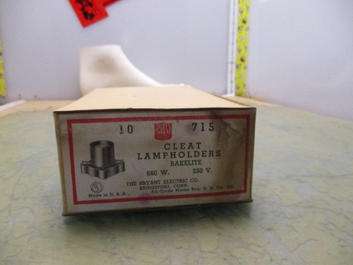 Box mit 10 Vintage Bryant 715 Bakelit Klampe Lampenfassungen 660W 250V [24-V] - Bild 1 von 11
