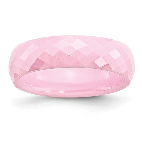 Ceramic Pink Faceted 6mm Polished Band - Picture 14 of 15