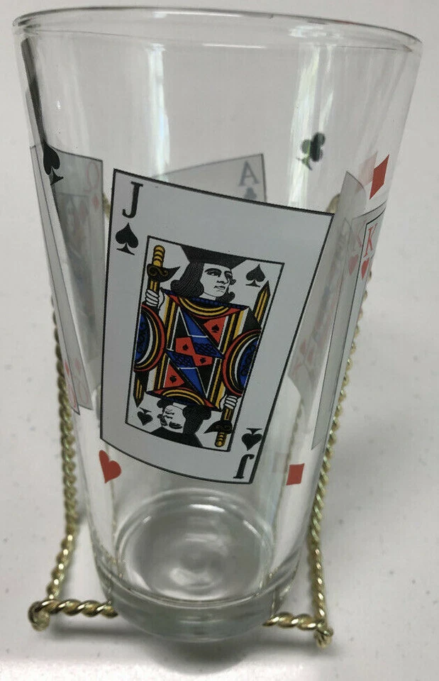Vintage LUMINARC PLAY CARDS Pint Beer Glass As, King, Queen, Jack Foto 3 de 4