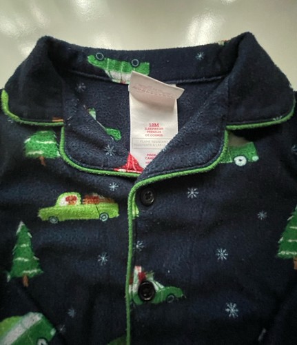 Weihnachten dunkelblau Auto/LKW Flanell Pyjama Baby 18M passende Schlafanzüge Schlafset - Bild 7 von 9