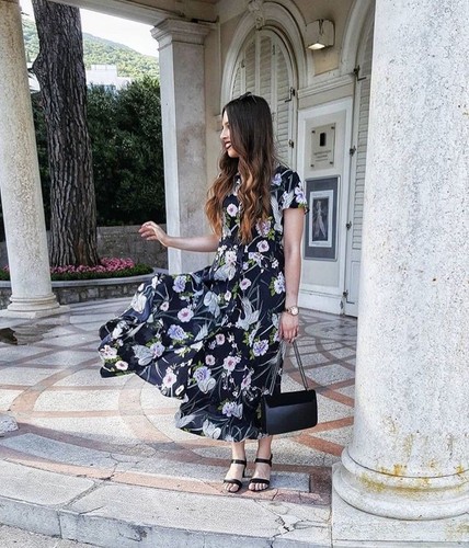 ZARA NAVY BLUE LONG FLORAL PRINTED DRESS BUTTONED SIZE XS M L REF. 2183/053 - Picture 1 of 8