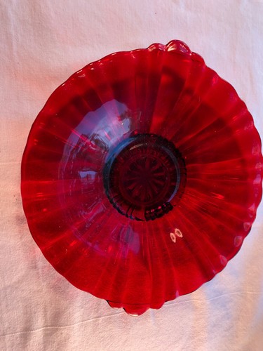 Vintage Ruby Red Old Cafe Candy Dish Depression Glass Mint - Picture 1 of 2