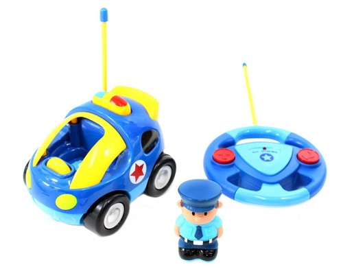 Juguete de control remoto de coche de policía RC de dibujos animados de 4" para niños pequeños (azul) - Imagen 5 de 5