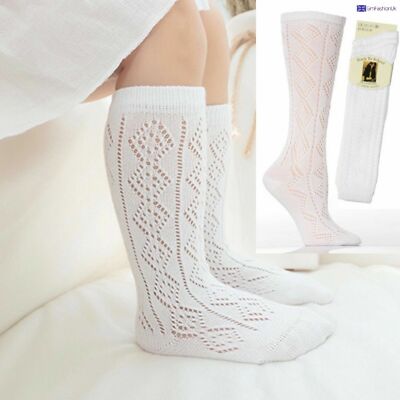 Girls Knee High Girls School Socks With Satin Bow all Size 1 2 4 Pairs 3