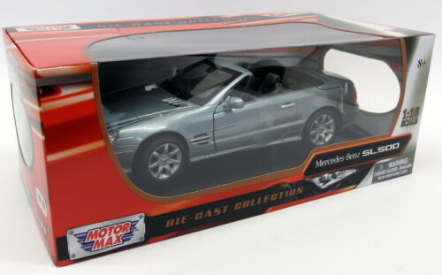 Motormax 1/18 Scale Diecast - 73130SIL Mercedes Benz 500SL Blue Silver - Picture 3 of 3