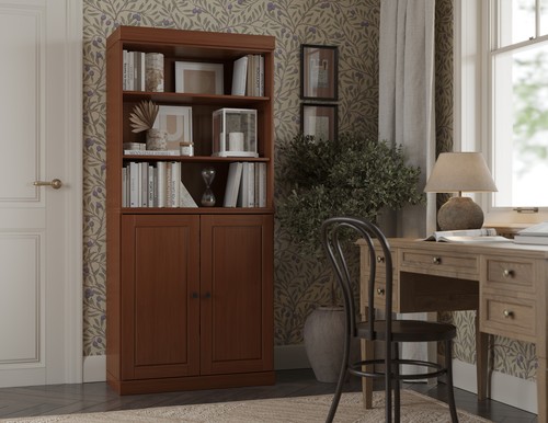 100% Solid Wood 6-Shelf Bookcase w/ Optional Solid Wood,Clear,Frosted Glass Door - Picture 36 of 61