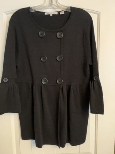 Eight Eight Eight, Women’s “Retro” Look Sweater Jacket, Buttons, Black, Size L