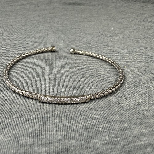 Bracciale intrecciato tono argento con accento zirconi donna classico - Foto 8 di 17
