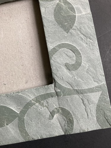 Glass Photo Picture Frame Slate Stone Green 7" SQ Heavy Modern Vine - Picture 2 of 8