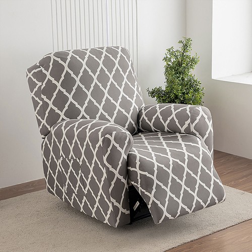 Printed stretch recliner cover, side pockets, home decor protection, stylish - Picture 8 of 62