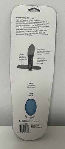 Higher Quality Insole Men's Duel Gel Up & Up Brand 8-13 Trim to Fit Insole Shoe - Picture 4 of 6