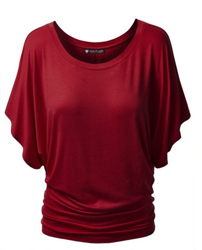 Prenda para mujer lisa de manga corta cuello en V dolman con camisa lateral - Imagen 31 de 42