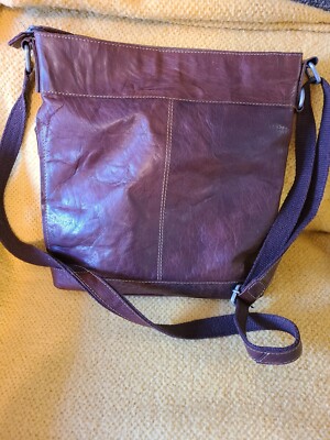Jack Georges Large Dark Brown Leather Crossbody/Shoulder Handbag Quiet Luxury 