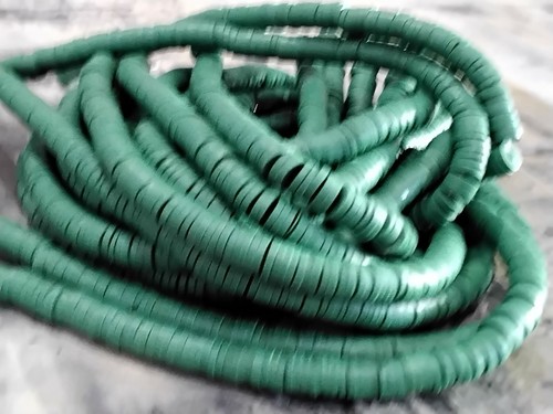 Hmade Polymer Clay Heishi Bead, Dark Sea Green,  6x1mm Approx 390 pcs  - Picture 1 of 2