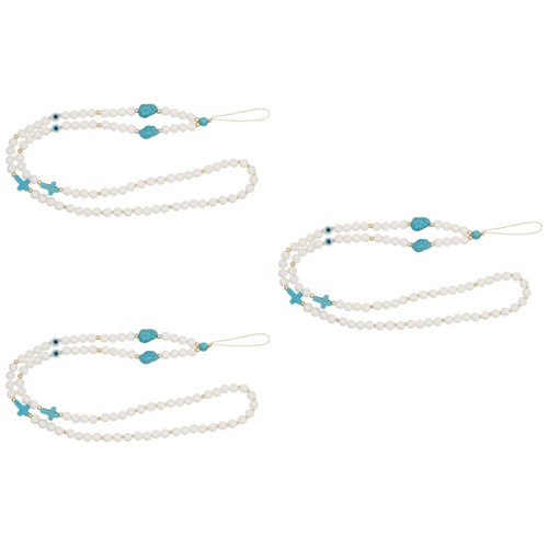 Set of 3 Turquoise Mobile Phone Chain Beaded Cellphone Lanyard Neck - Zdjęcie 11 z 12