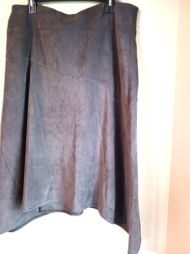 TRIBAL SKIRT Vegan SUEDE Hi-Low Never Worn EUC Women's L  Wearable Neutral Tone - Picture 1 of 5