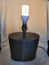 Black Faux Leather bound Table Lamp with no shade modern style