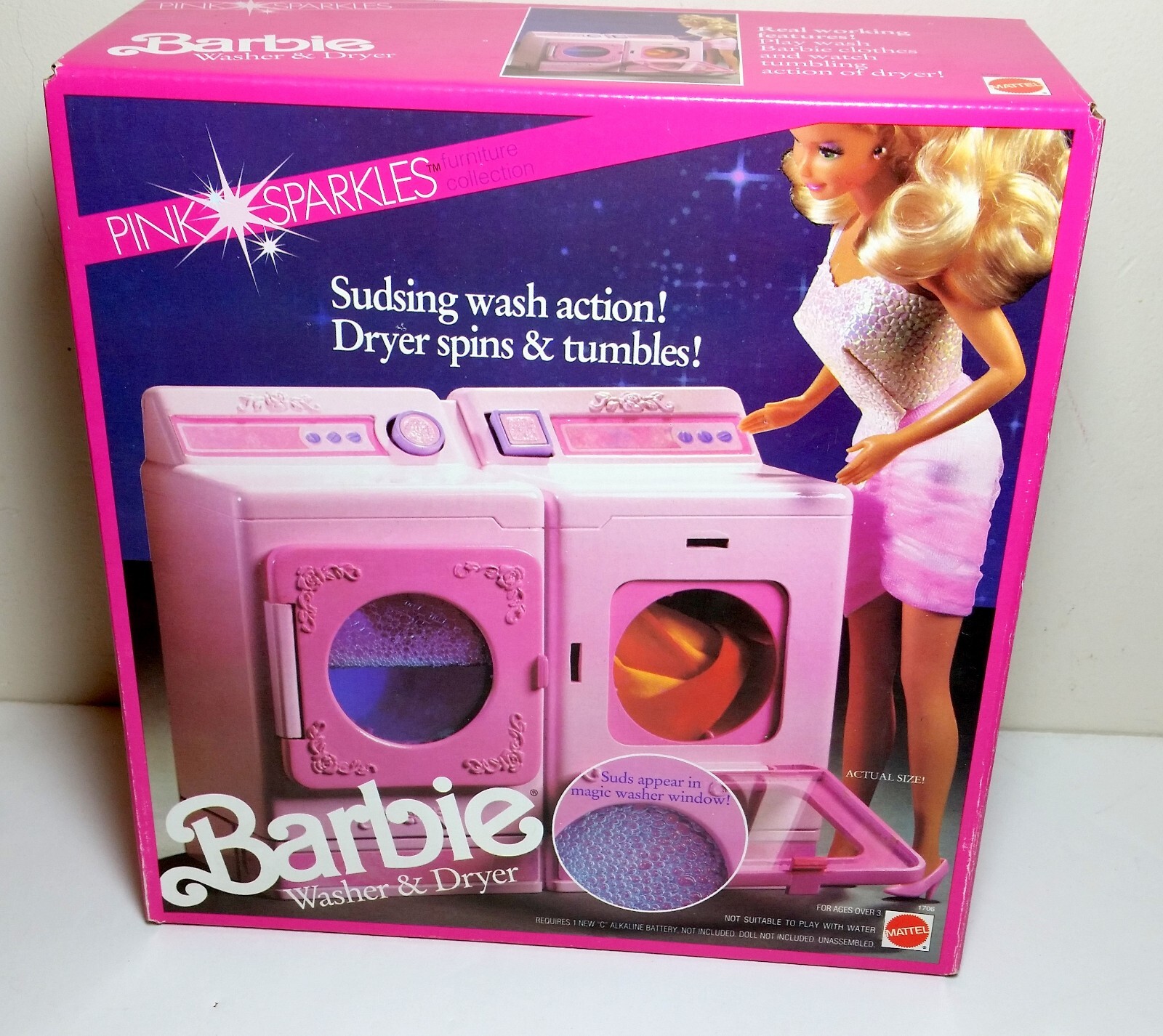 1990 Barbie Doll Washer and Dryer Pink Sparkles in Box eBay
