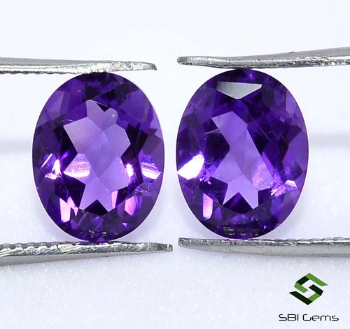 Certified Natural Amethyst Oval Cut Pair 9x7 mm 3.22 Cts Lustrous Loose Gemstone - Picture 1 of 6