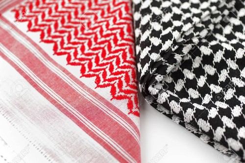 Palestinian Mix Soft Cotton Shemagh Scarf Keffiyeh Black Head Neck Shoulder - Picture 5 of 6