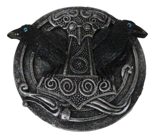 Nordischer Wikinger Knoten Thor Hammer Mjolnir mit schwarzen Raben Räuchergefäß - Bild 1 von 10
