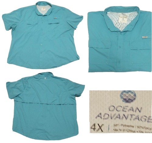 VTG Ocean Advantage PFG Men's 4XL Shirt Vented Light Blue Fish Hunt Hike Outdoor