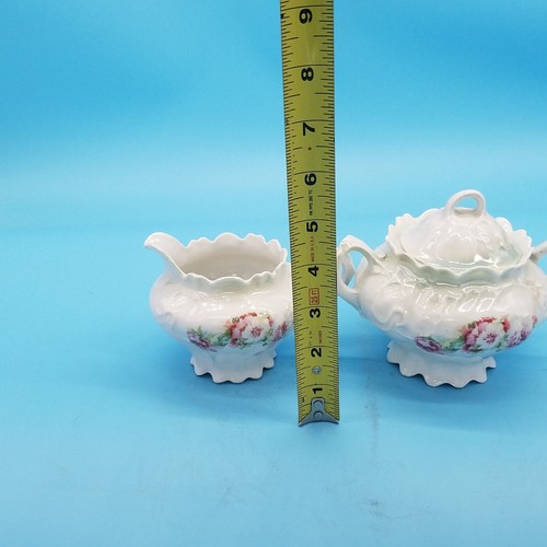 De colección. Antiguo azucarero de porcelana estilo europeo y crema diseño floral - Imagen 11 de 12