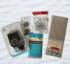 5 Christmas Snowflake Theme Punch Die Embossing Folder Chipboard Metal Stickers