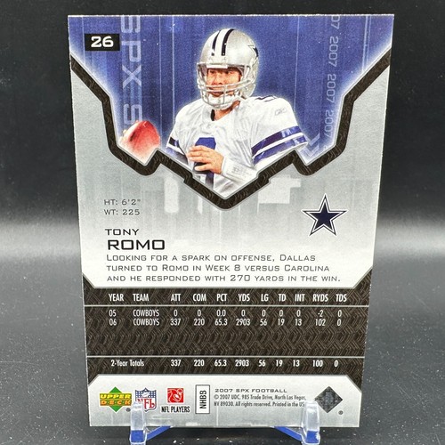 Tony Romo 2007 Upper Deck SPX Football #26 Dallas Cowboys - Foto 2 di 2