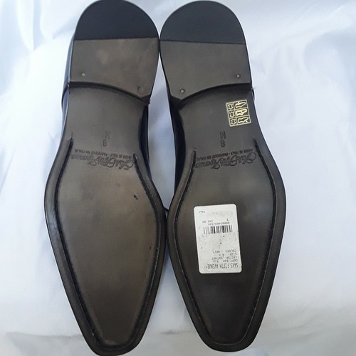 New SAKS FIFTH AVE $400 Navy Blue Classic Lace Up Oxford Derby Italy Size 8M - Picture 7 of 7