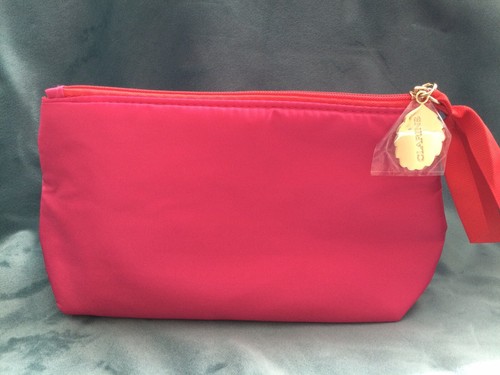 Clarins Makeup/Toiletry Bag Set of 2 - Pink and Red - Recycled Materials - Picture 8 of 12