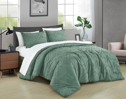 7-Piece Clip Jacquard Geometric Bed in a Bag Comforter Set with Bed Sheets - Picture 1 of 22