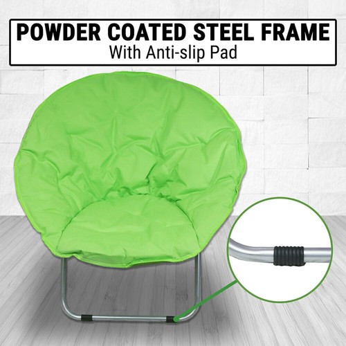 Moon Chair Folding Padded Oval Round Camping Fishing Portable Picnic Green Seat - Picture 4 of 9
