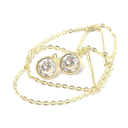 9ct Gold Drop Earrings Thread Through White Zirconia 10cm Long 0.8g - Picture 15 of 16