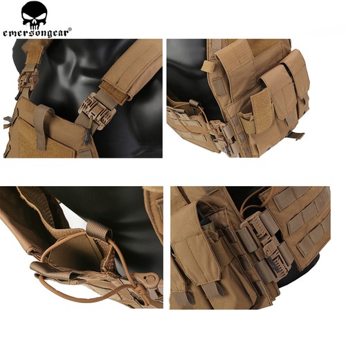 Emerson MOLLE Plate Carrier Tactical 6094K Combat Vest Quick Release + Mag Pouch - Picture 6 of 15