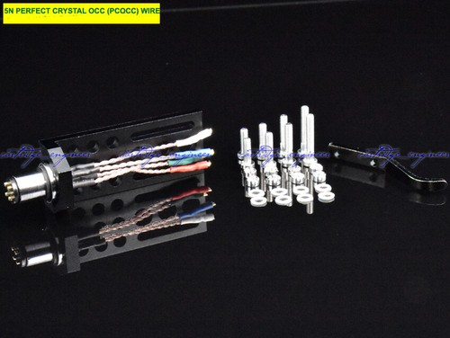 New 20/lot HiFi CNC machined turntable black headshell 5N PCOCC wire gold clip - Picture 2 of 4